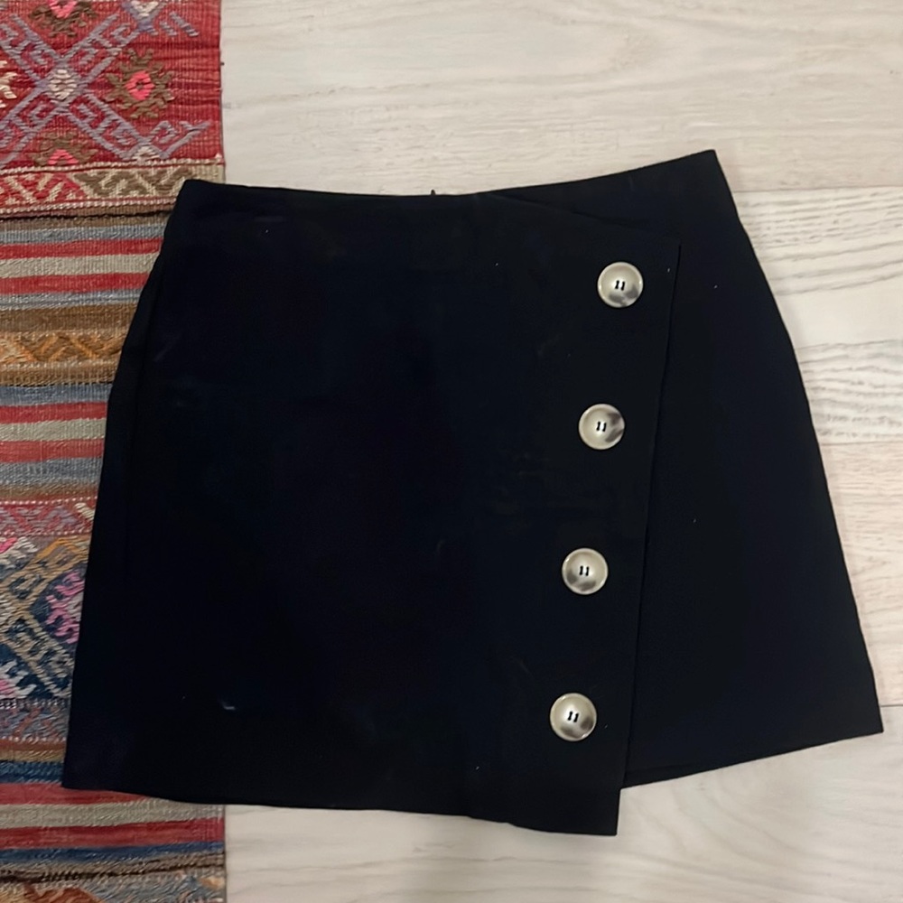Black asymmetrical mini button skirt top shop